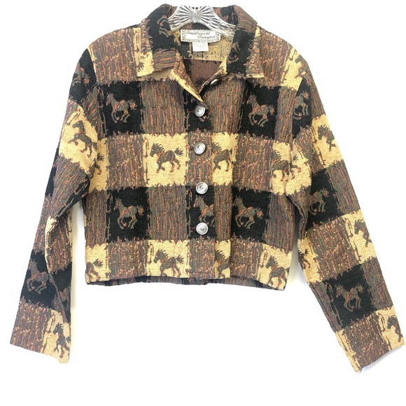 Southwest Canyon Jackets & Blazers - VINTAGE Southwest Canyon Horse Tapestry Jacket M